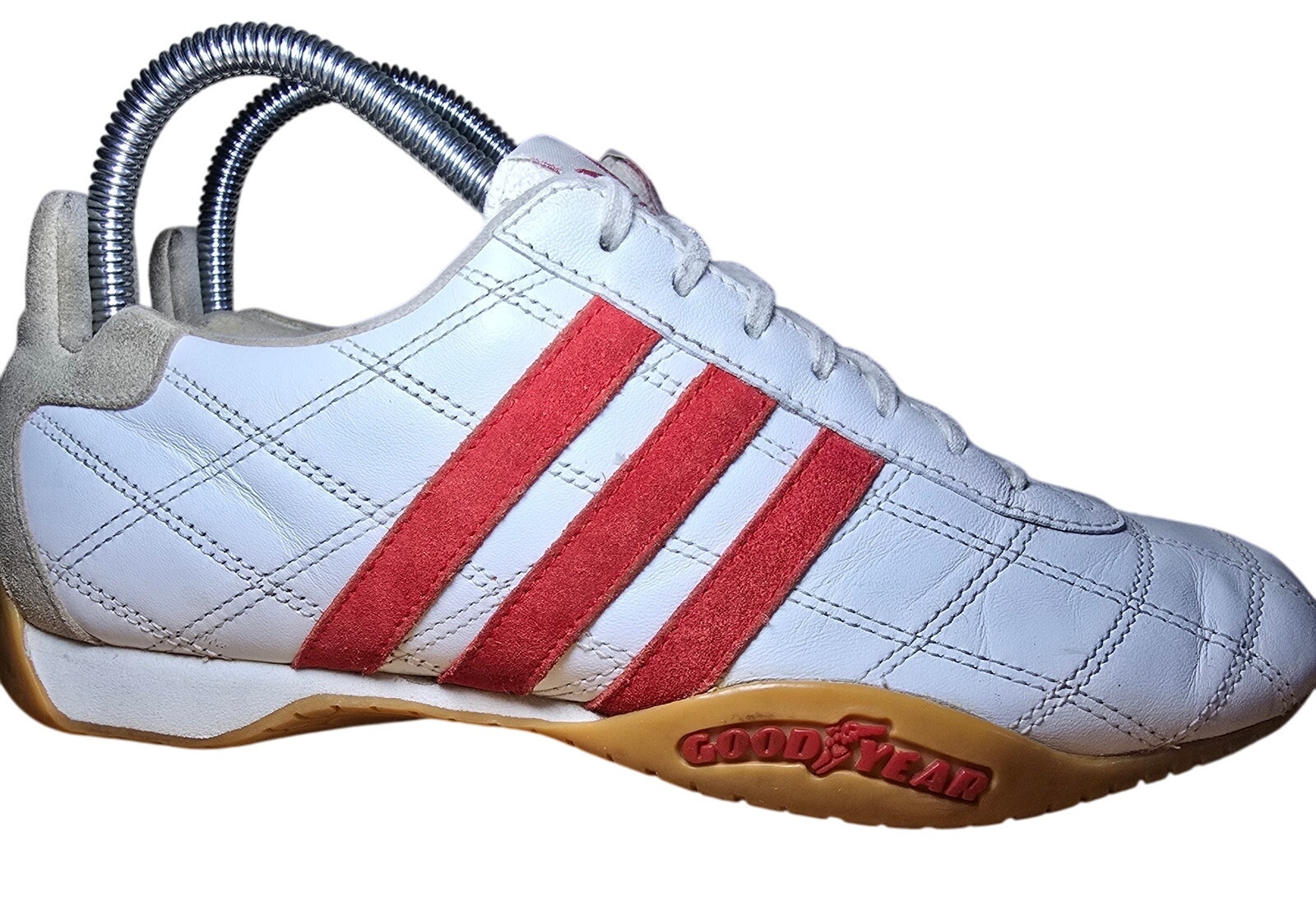 Vintage Adidas Tuscany Goodyear Trefoil Driving Racing Shoes White Red Sz 7 Mens